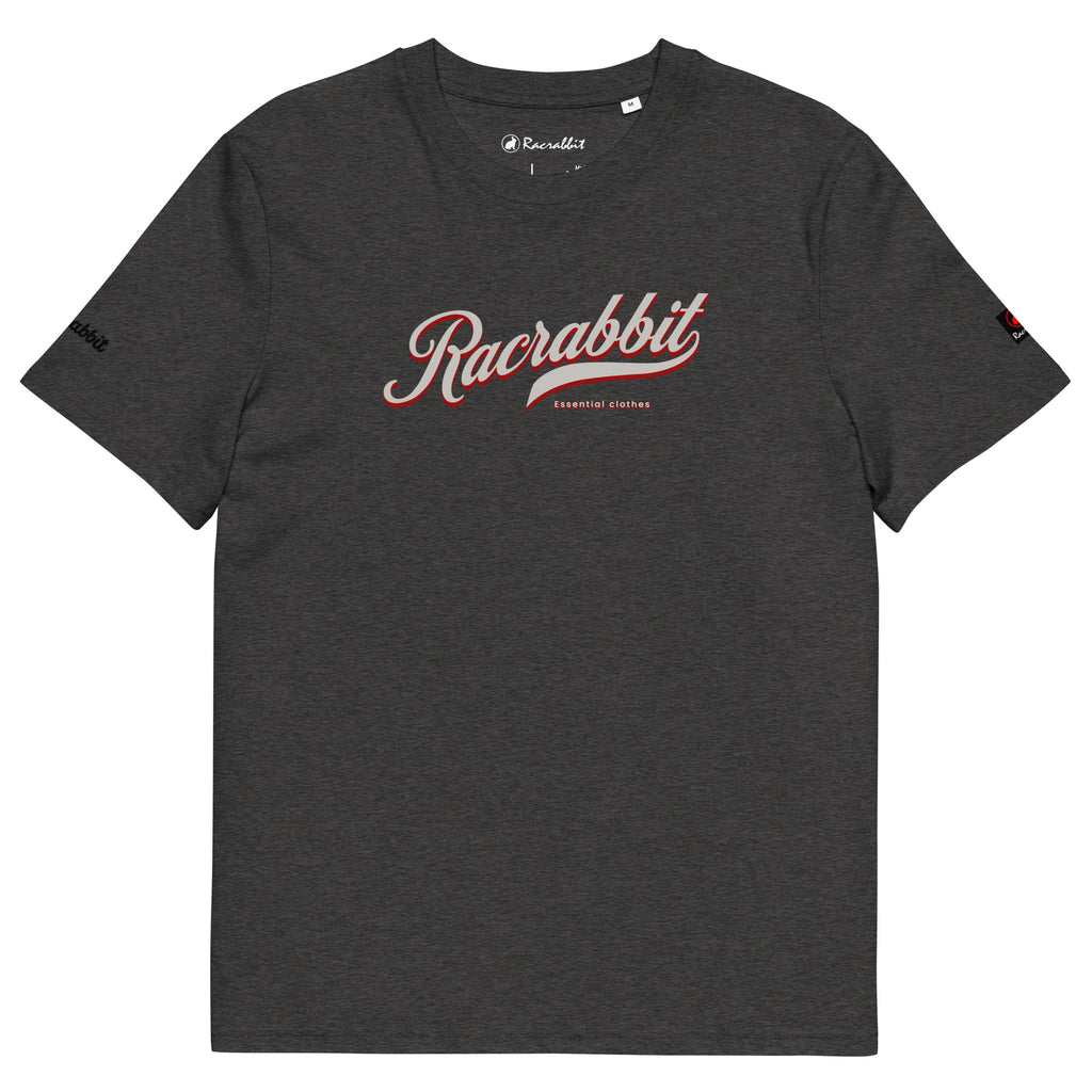 Personalize sua camiseta Racrabbit Unisex de algodão orgânico - frente, costas e mangas